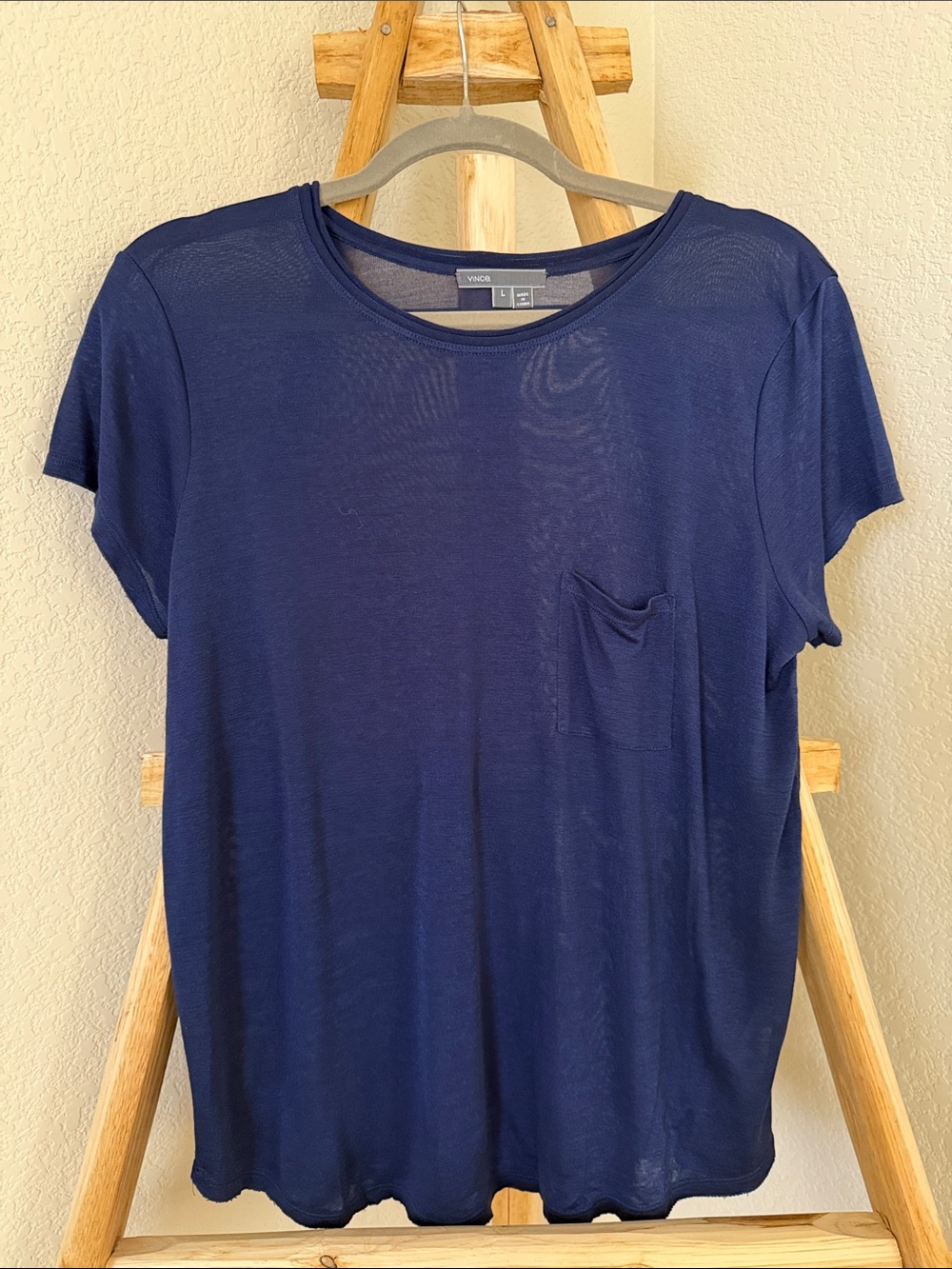 Vince Navy Blue Short Sleeve Pocket Tee
